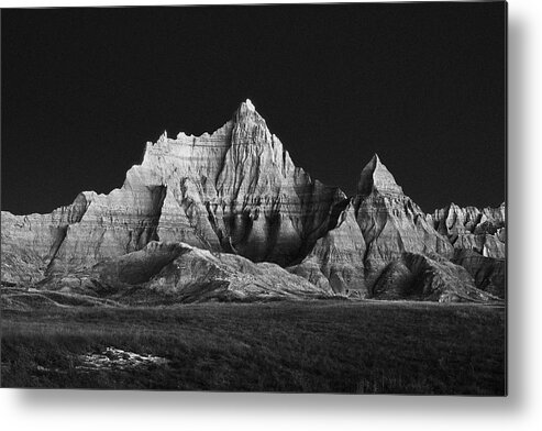 Badlands National Park Metal Print featuring the photograph Badlands 1064 Black and White by Scott Meyer