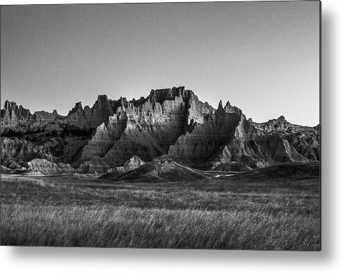 Badlands National Park Metal Print featuring the photograph Badlands 1066 Black and White by Scott Meyer