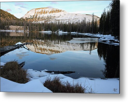 Utah Metal Print featuring the photograph Bald Mountain Sunset on Clegg Lake - Uinta Mountains, Utah by Brett Pelletier