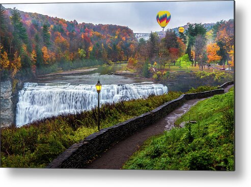 Balloons Over Letchworth Metal Print featuring the photograph Balloons over Letchworth by Mark Papke