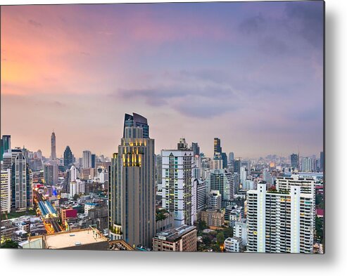 Cityscape Metal Print featuring the photograph Bangkok, Thailand Downtown Cityscape by Sean Pavone