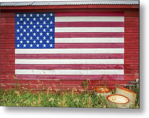 American Flag Metal Print featuring the photograph Barn Side Flag by Todd Klassy
