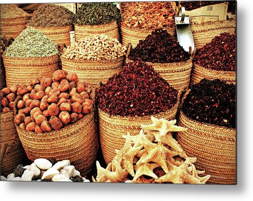 Nut Metal Print featuring the photograph Baskets Of Spices In Spice Bazaar by Zeynep Thomas