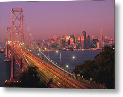 San Francisco Metal Print featuring the photograph Bay Bridge At Sunset, San Francisco by John Elk Iii