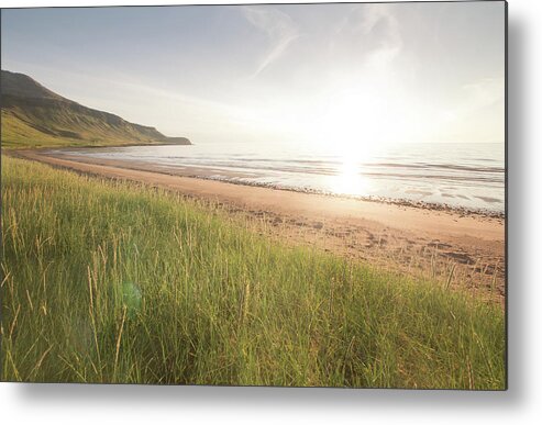 Tranquility Metal Print featuring the photograph Beach At Sunset by Ingólfur Bjargmundsson