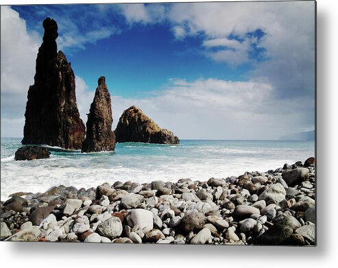 Stack Rock Metal Print featuring the photograph Beach In Madeira by Zulufriend