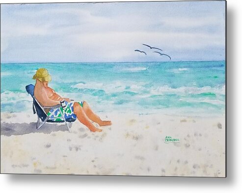 Beach Metal Print featuring the painting Beach time by Ann Frederick