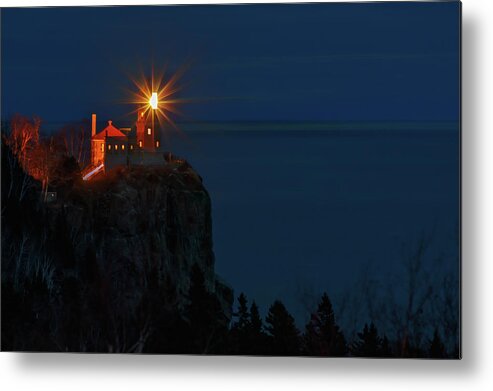Lighthouse Metal Print featuring the photograph Beacon in the Night by Susan Rissi Tregoning