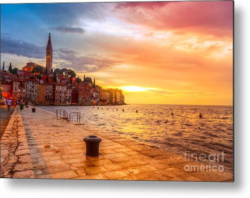 Dusk Metal Print featuring the photograph Beautiful Sunset At Rovinj In Adriatic by Fesus Robert