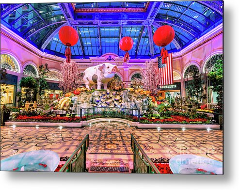 Bellagio Conservatory Metal Print featuring the photograph Bellagio Conservatory Chinese New Year of the Pig Display Wide 2019 by Aloha Art