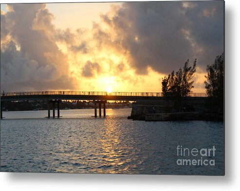 Bermuda Sunset Over Bridge Metal Print featuring the photograph Bermuda Sunset over Bridge by Barbra Telfer