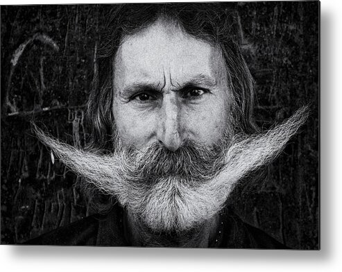 Moustache Metal Print featuring the photograph Big Mustache Man 7422 by Garik