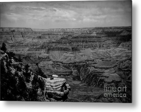 Grand Canyon Metal Print featuring the photograph Black White Panorama Grand Canyon by Chuck Kuhn