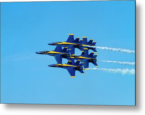 Blue Angels Metal Print featuring the photograph Blue Angels Fly By by Bonnie Follett