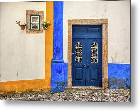 Medieval Metal Print featuring the photograph Blue Door of Medieval Portugal by David Letts