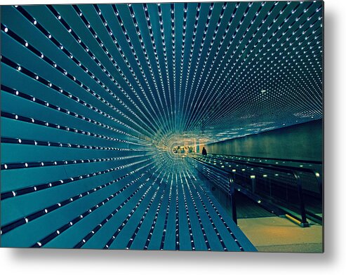 Underground Metal Print featuring the photograph Blue Tunnel by Oscar V Ajanel