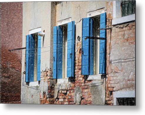 Venice Metal Print featuring the photograph Blue Window Shutters of Venice by David Letts