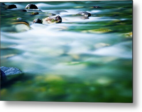 Scenics Metal Print featuring the photograph Blurred River by Assalve