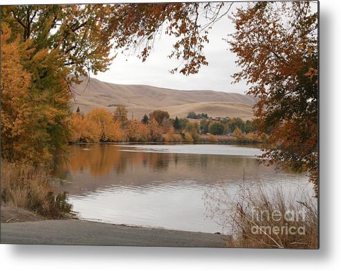 Autumn Metal Print featuring the photograph Boat Dock in Autumn by Carol Groenen