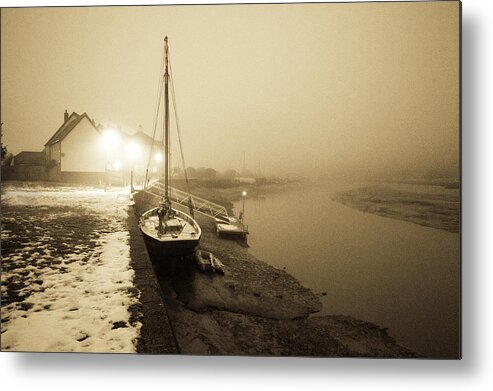 Essex Metal Print featuring the photograph Boat on wintry quay by Gary Eason