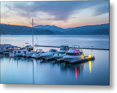 Estock Metal Print featuring the digital art Boats In Lake, Coeur D'alene, Idaho by Heeb Photos