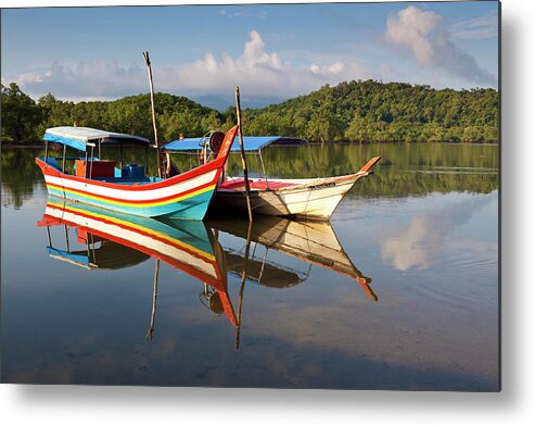 Southeast Asia Metal Print featuring the photograph Boats On Lagoon, Tanjung Rhu by Richard I'anson
