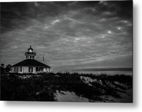 Beach Metal Print featuring the photograph Boca Grande Lighthouse Black and White by Joe Leone