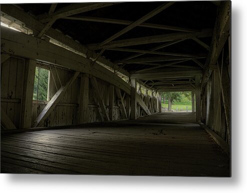 Bogert Covered Bridge Metal Print featuring the photograph Bogert Covered Bridge - Inside by Jason Fink