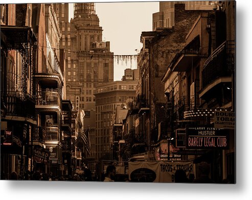 Photo Metal Print featuring the photograph Bourbon Street in Sepia by Jason Hughes