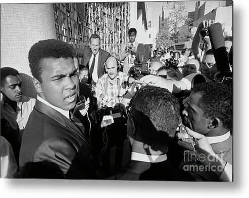 People Metal Print featuring the photograph Boxer Muhammad Ali Speaking With Press by Bettmann