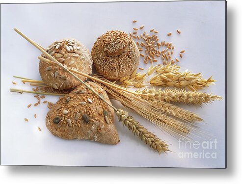 Whole Grain Metal Print featuring the photograph Bread And Cereals by Maximilian Stock Ltd/science Photo Library