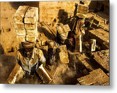 People Metal Print featuring the photograph Brick Factory by Goutam Roy