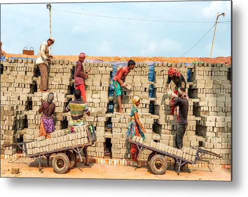 Documentary Metal Print featuring the photograph Brick Workers by Sohel Parvez Haque