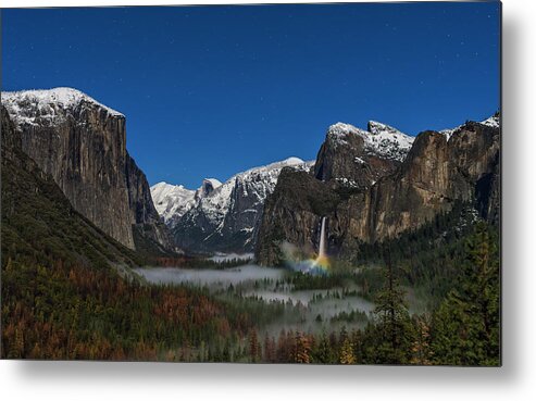 Moonbow Metal Print featuring the photograph Bridalveil Fall Moonbow by Hua Zhu