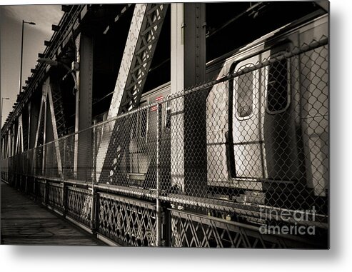 Subway Train Metal Print featuring the photograph Brooklyn-bound on the Manhattan Bridge by Steve Ember