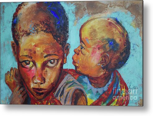  Metal Print featuring the painting Brotherly Love by Jyotika Shroff