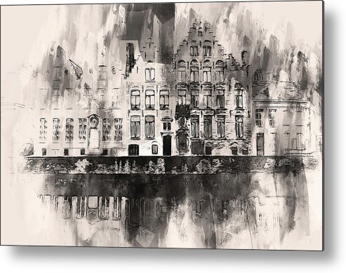 Belgium Metal Print featuring the painting Bruges, Belgium - 09 by AM FineArtPrints
