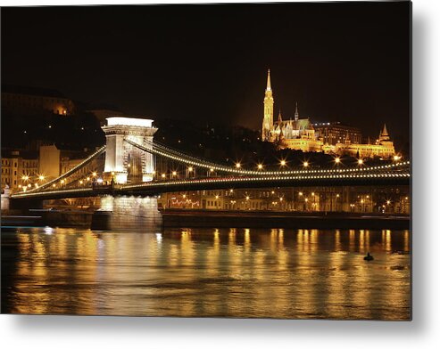 Built Structure Metal Print featuring the photograph Budapest At Night by Jmartinc