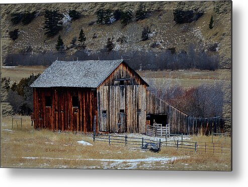 Montana Ranch Building Metal Print featuring the mixed media Building On Hold by Kae Cheatham