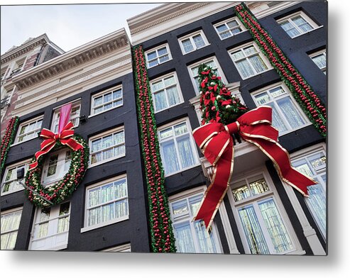 Row House Metal Print featuring the photograph Buildings With Christmas Decoration Xxl by Toos
