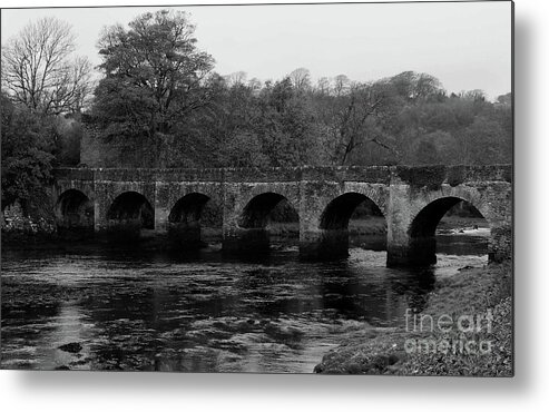 Donegal On Your Wall Metal Print featuring the photograph Castle Bridge in Buncrana Donegal Ireland bw by Eddie Barron