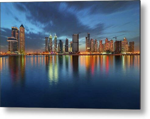 Corporate Business Metal Print featuring the photograph Business Bay Skyline by Enyo Manzano Photography