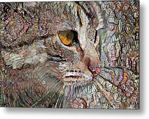 Cat Metal Print featuring the digital art Camo Cat by Peggy Collins