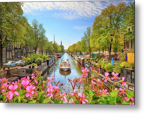 Estock Metal Print featuring the digital art Canal, Amsterdam, Netherlands by Maurizio Rellini