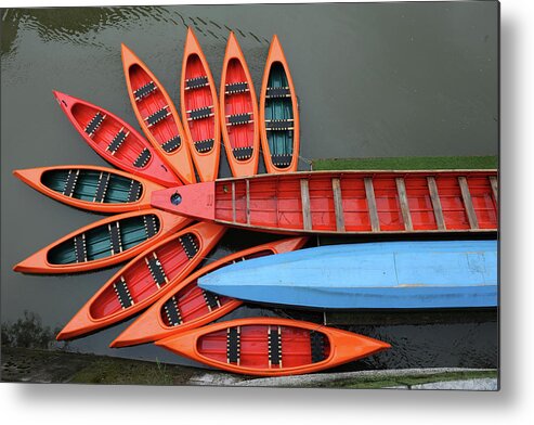 Slovenia Metal Print featuring the photograph Canoes by Photograph By Bernd Zillich