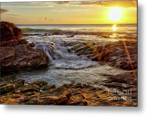 Cascading Metal Print featuring the photograph Cascading Sunset at Crystal Cove by Eddie Yerkish