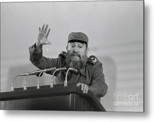 Cienfuegos Metal Print featuring the photograph Castro Making A Speech by Bettmann
