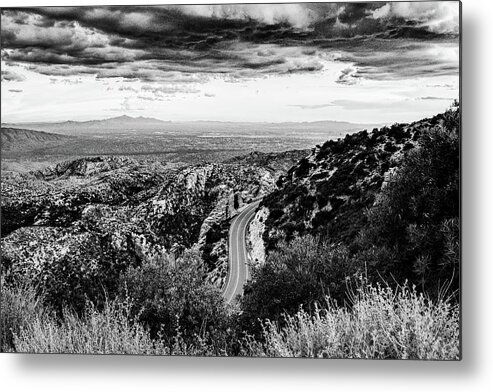 Santa Metal Print featuring the photograph Catalina Highway Black and White, Tucson by Chance Kafka