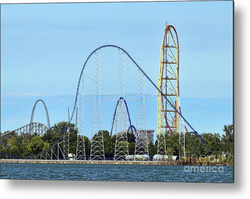 Cedar Point Metal Print featuring the photograph Cedar Point Millennium Force and Top Trill Dragster 0458 by Jack Schultz