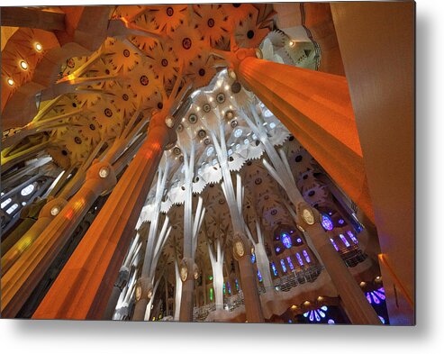 Estock Metal Print featuring the digital art Ceiling At Sagrada Familia, Spain by Joanne Montenegro